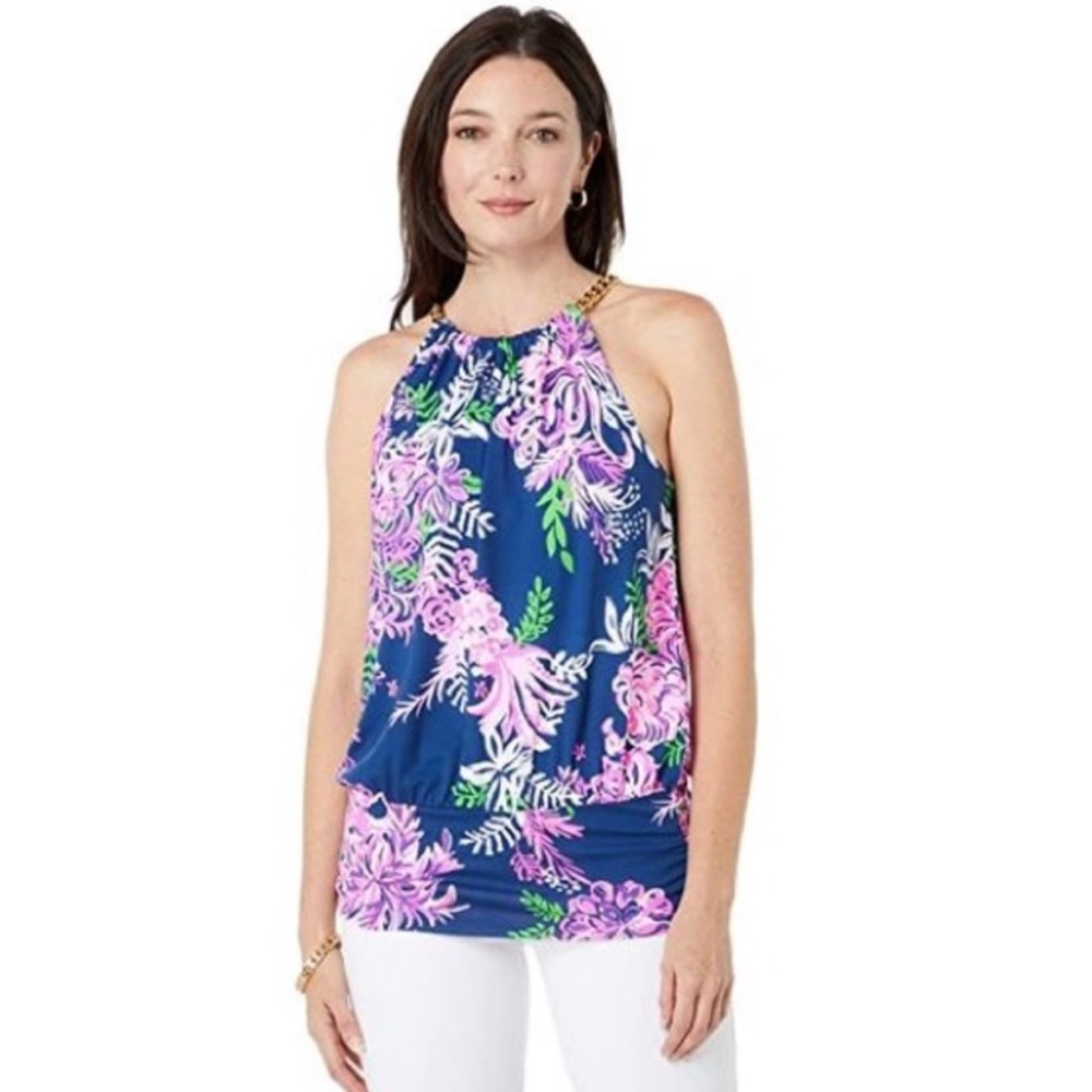 Lilly Pulitzer Bowen Top/Floral Halter Dress with Chain Detail